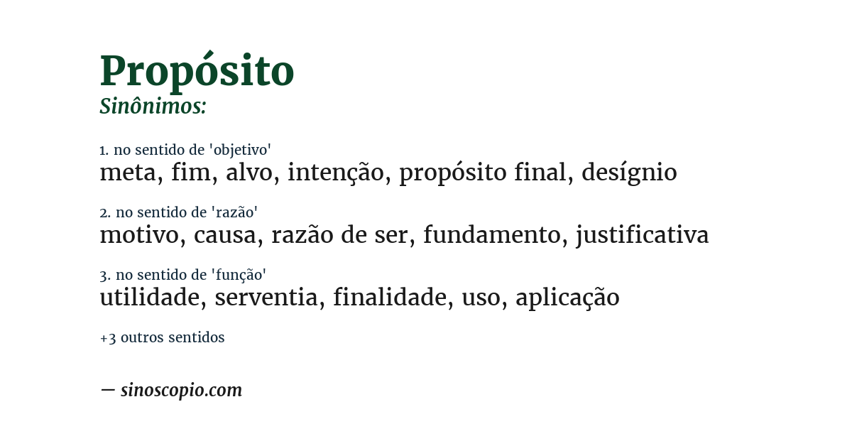 Sinônimo de propósito