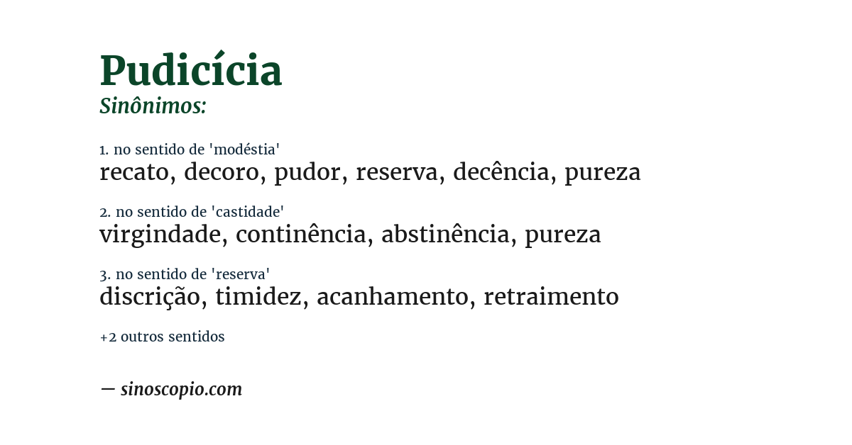 Sinônimo de pudicícia