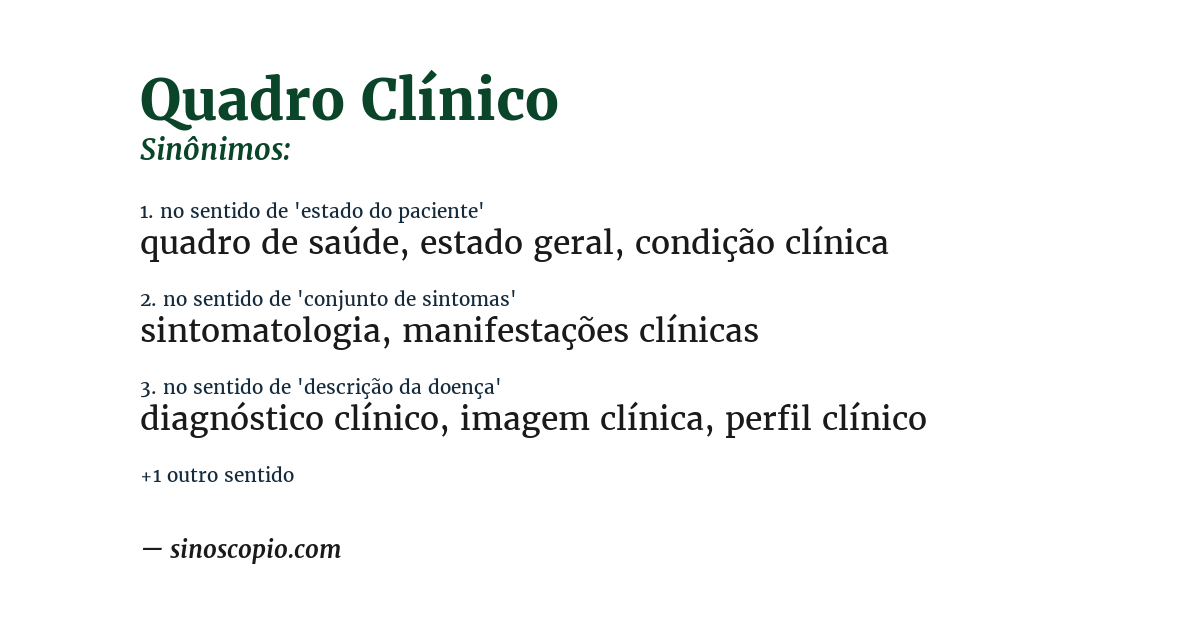 Sinônimo de quadro clínico