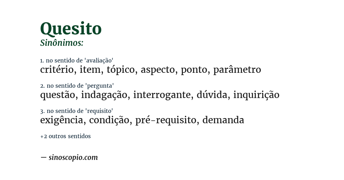 Sinônimo de quesito