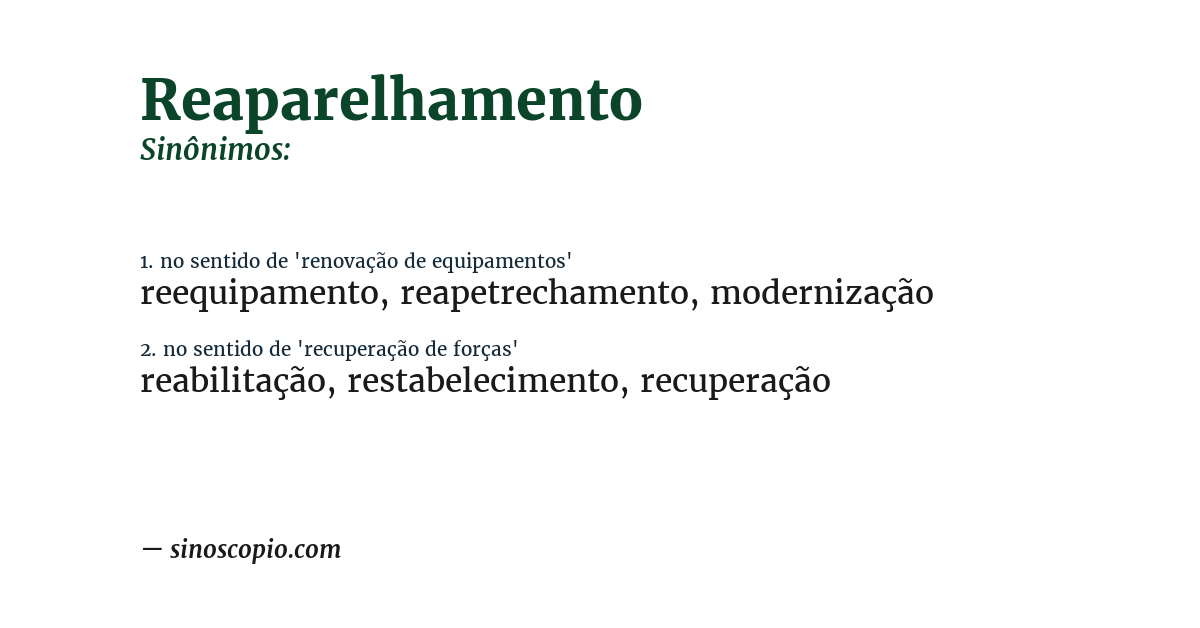 Sinônimo de reaparelhamento