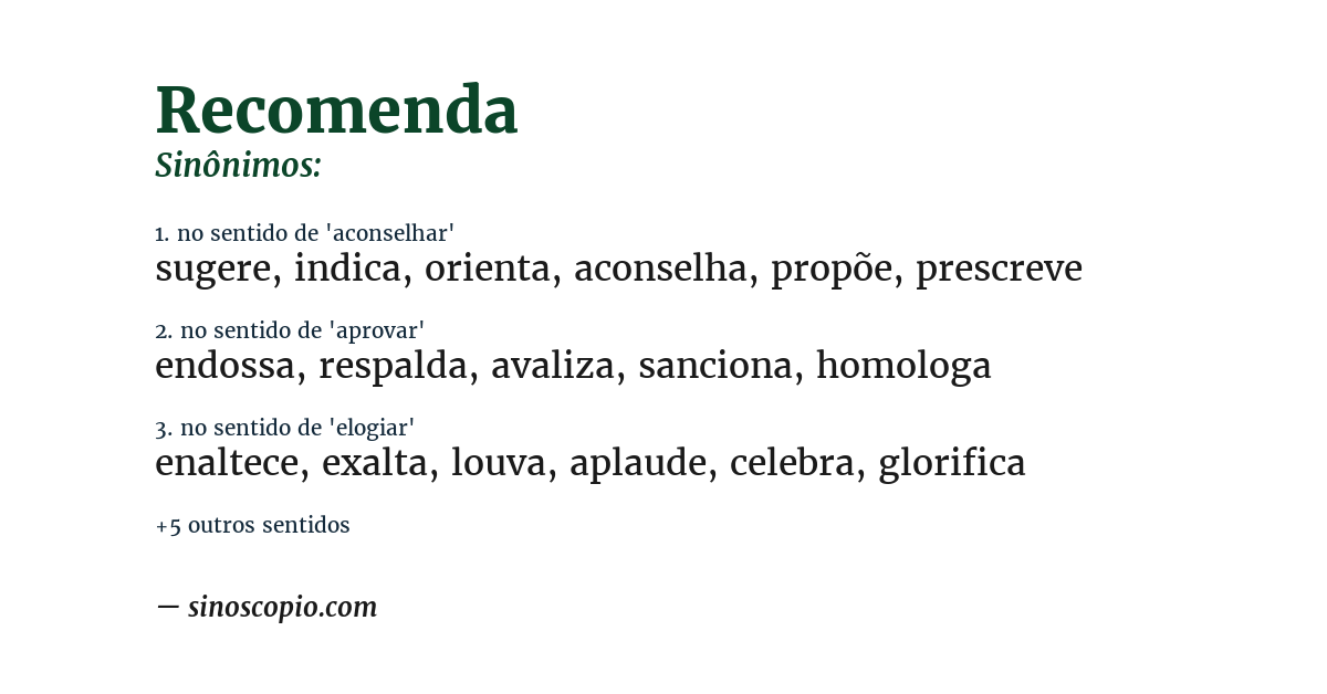 Sinônimo de recomenda