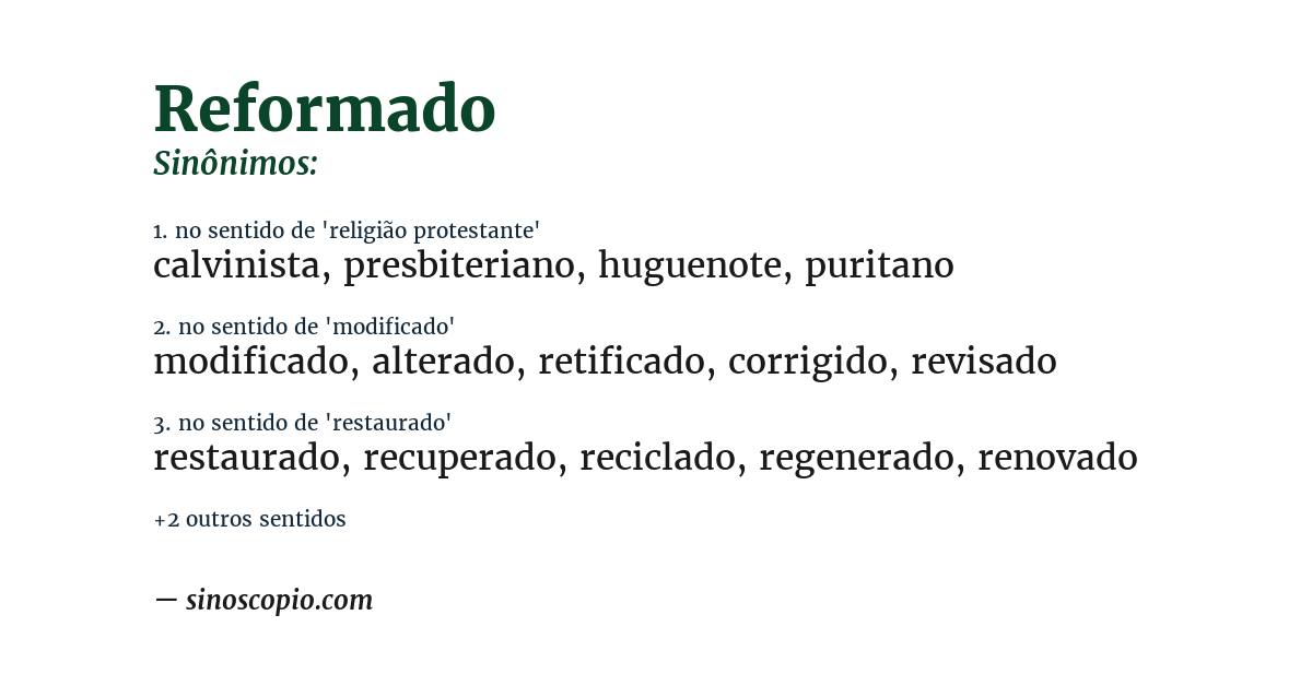 Sinônimo de reformado