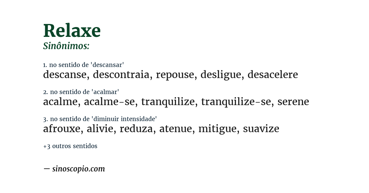 Sinônimo de relaxe