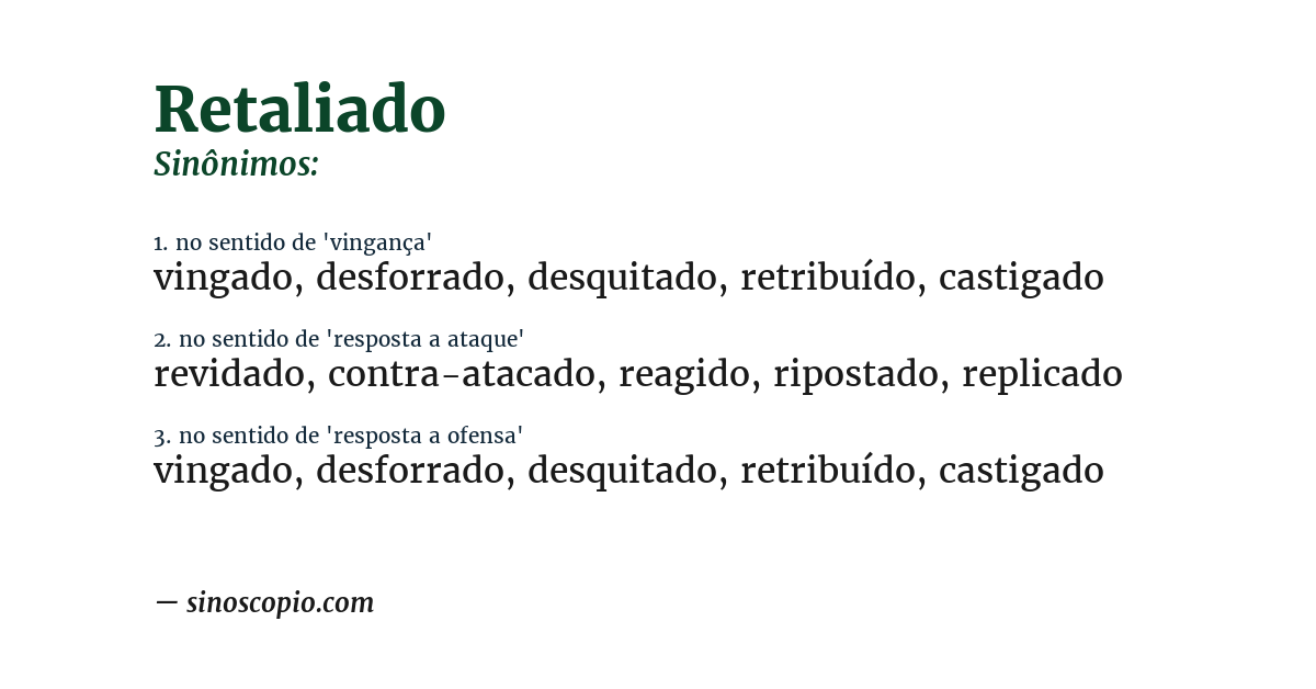 Sinônimo de retaliado