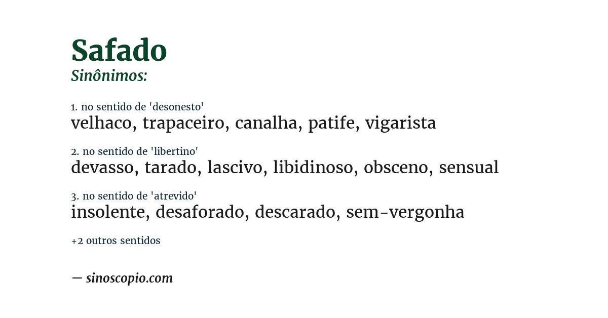 Sinônimo de safado