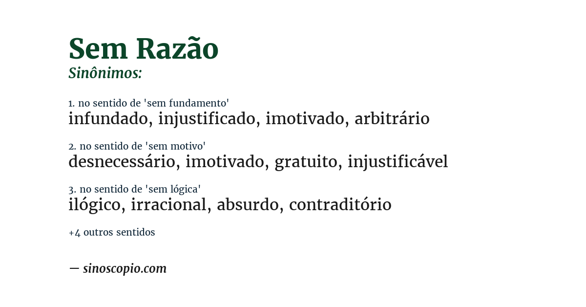 Sinônimo de sem razão
