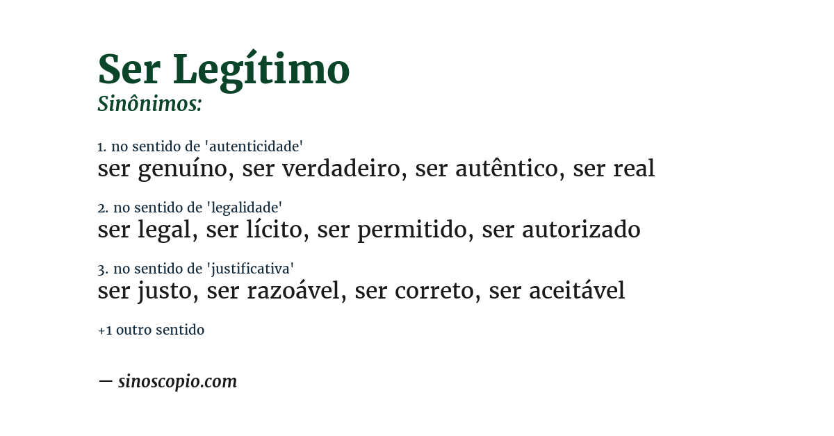 Sinônimo de ser legítimo