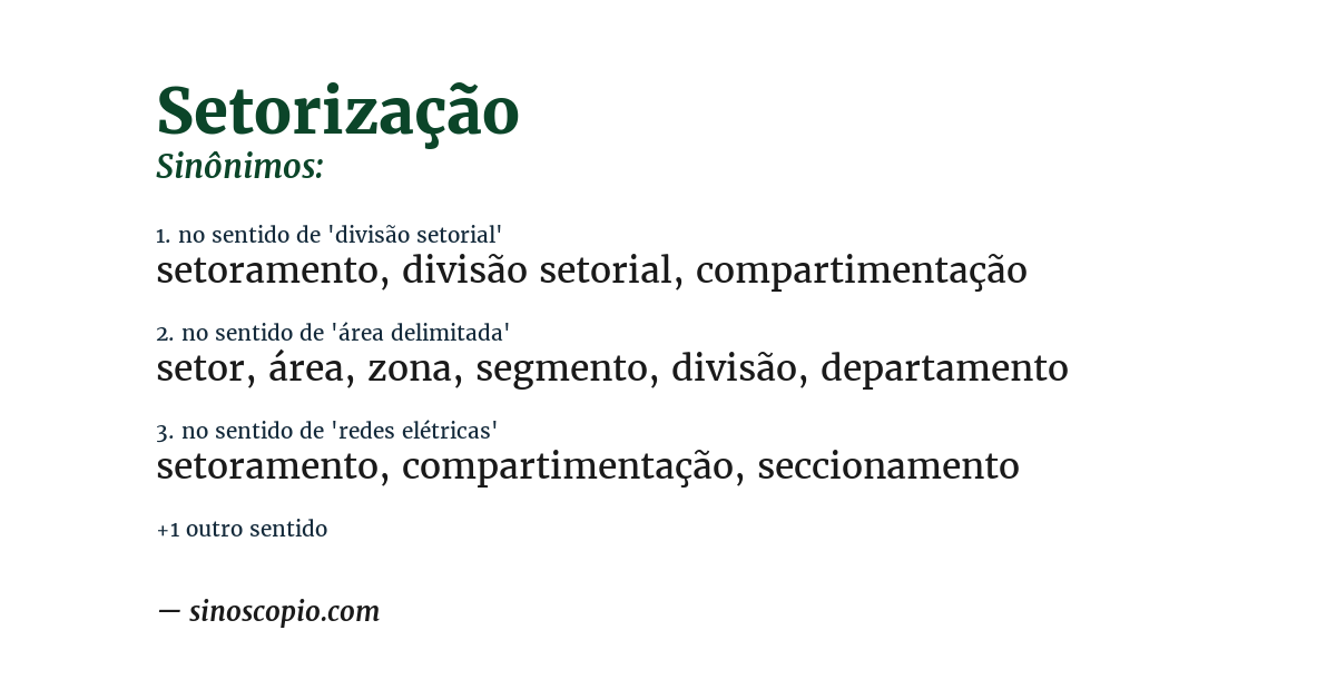 Sinônimo de setorização