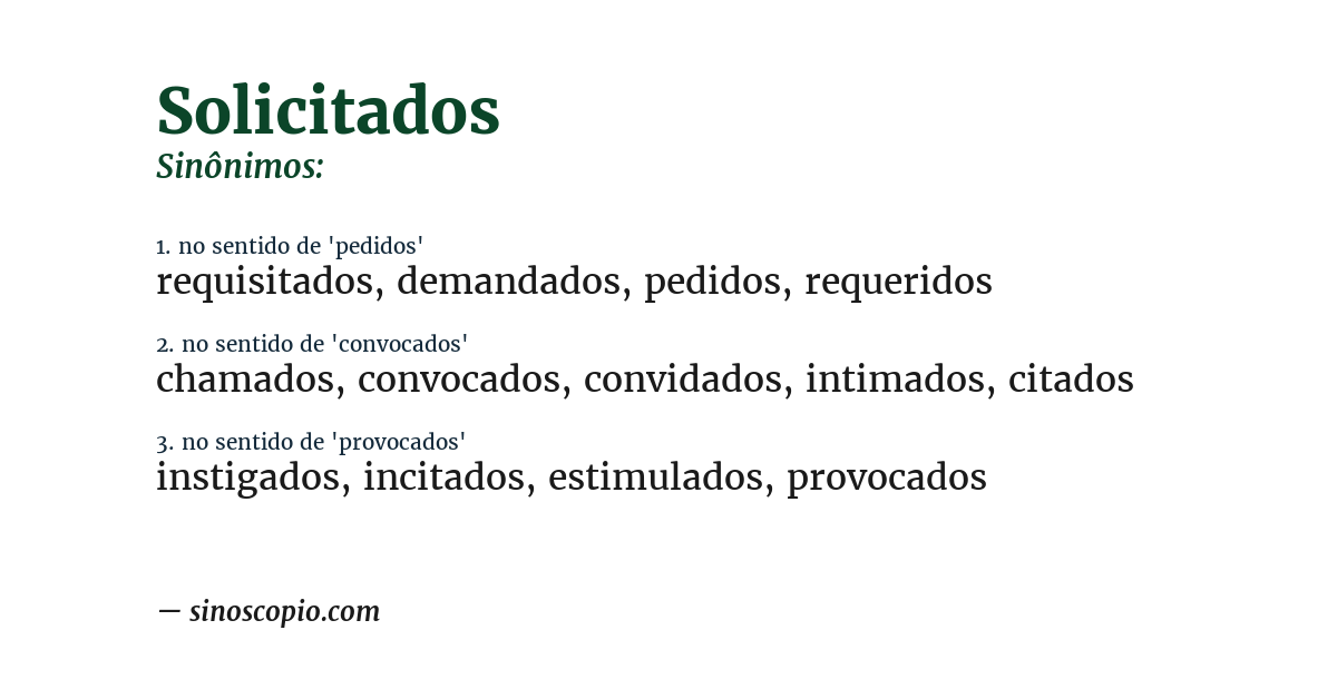 Sinônimo de solicitados