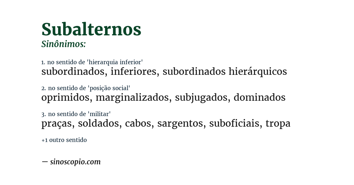 Sinônimo de subalternos