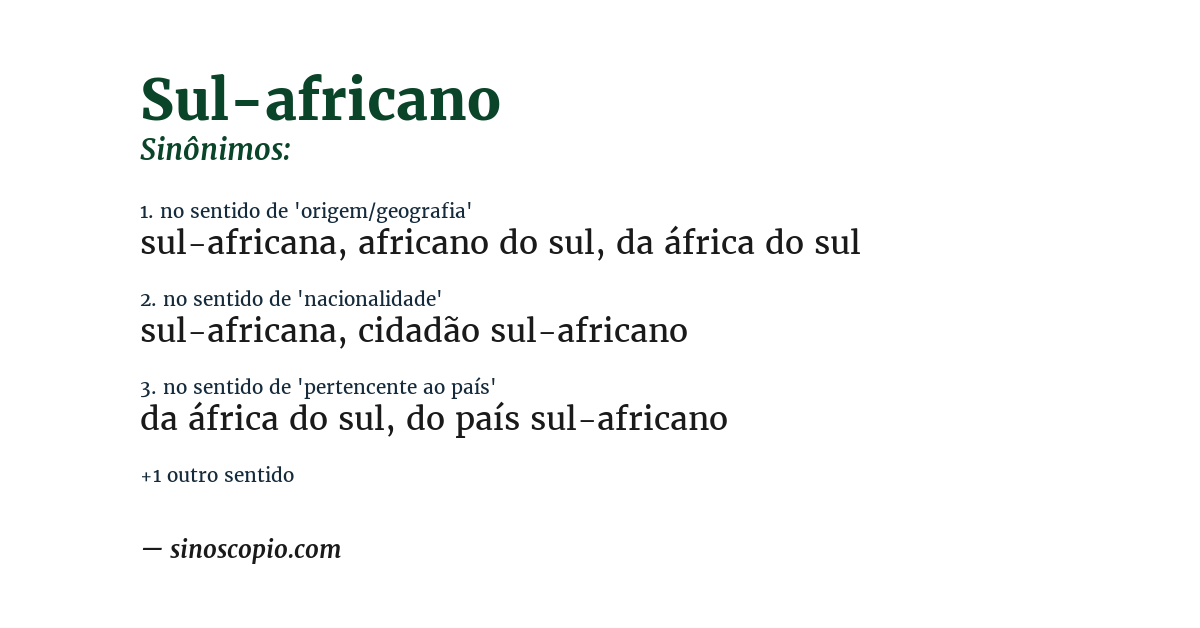 Sinônimo de sul-africano