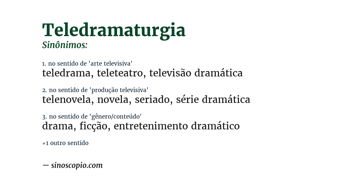 Sinônimo de teledramaturgia