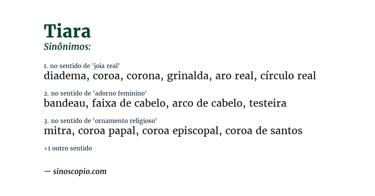 Sinônimo de tiara