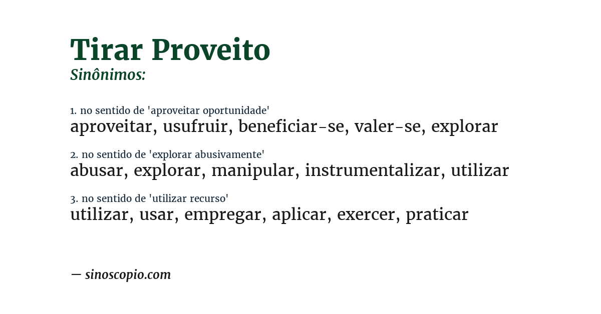 Sinônimo de tirar proveito