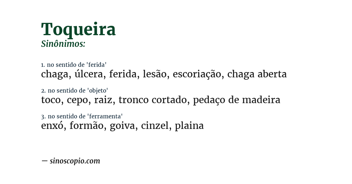 Sinônimo de toqueira