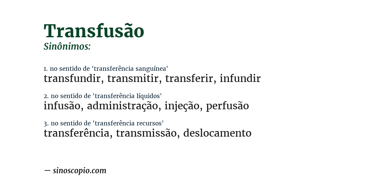 Sinônimo de transfusão