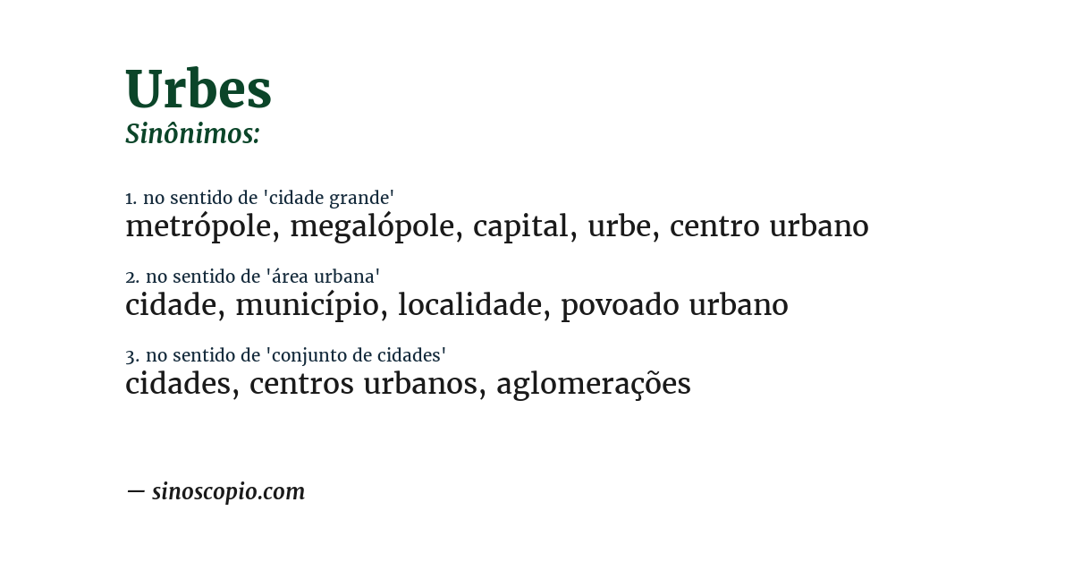 Sinônimo de urbes