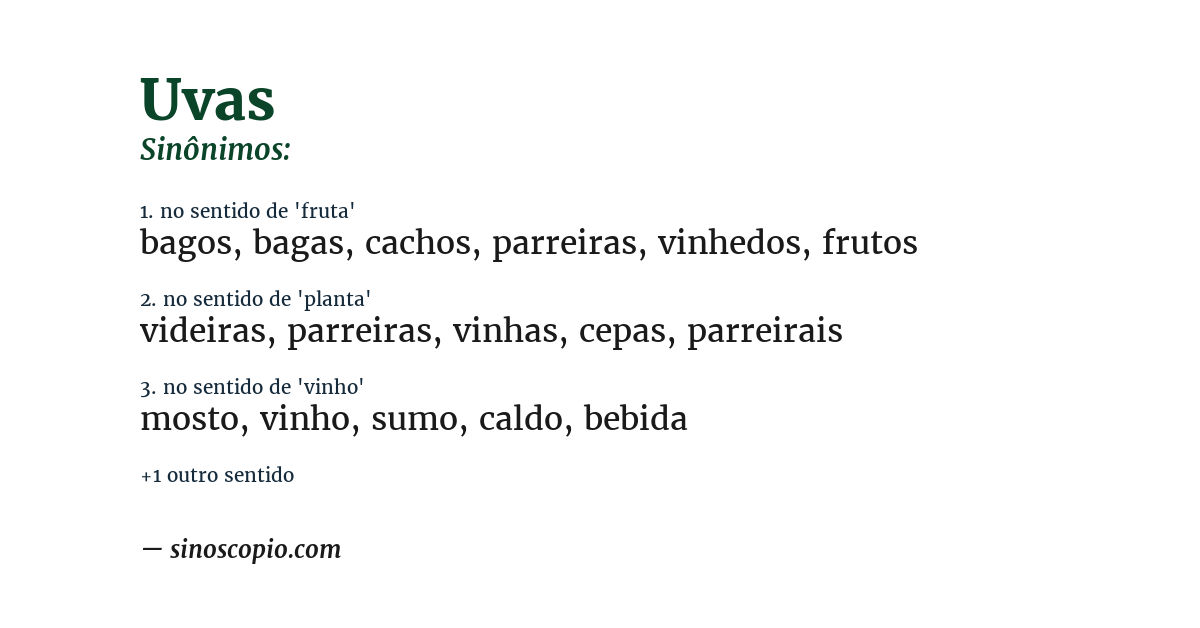 Sinônimo de uvas