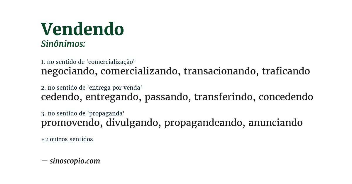 Sinônimo de vendendo