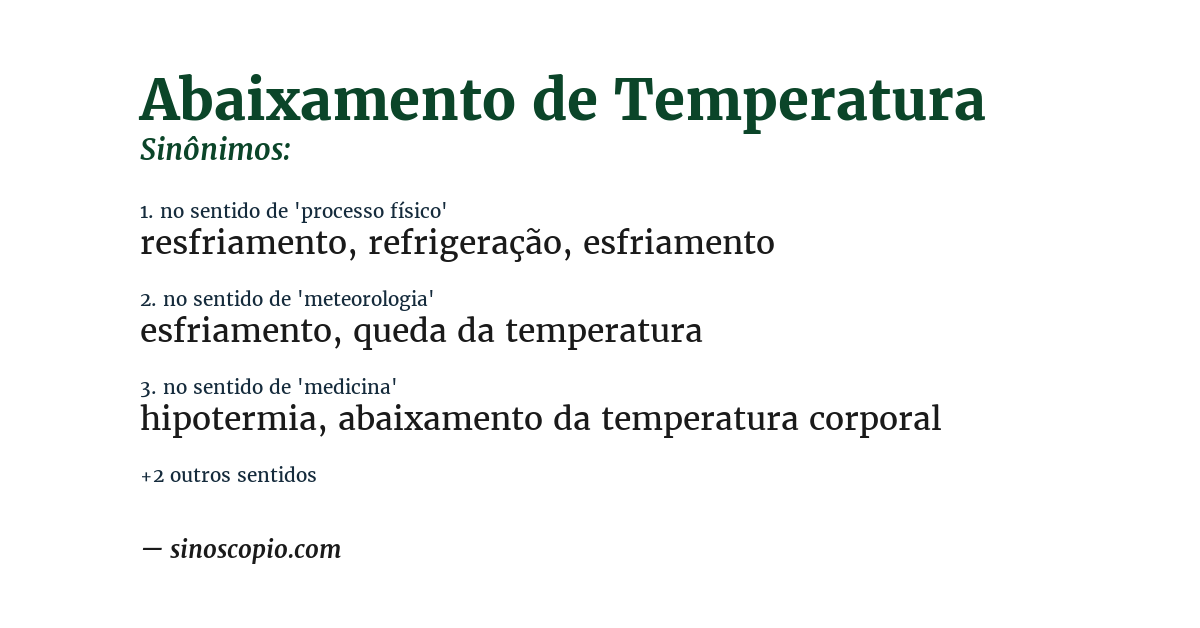 Sinônimo de abaixamento de temperatura
