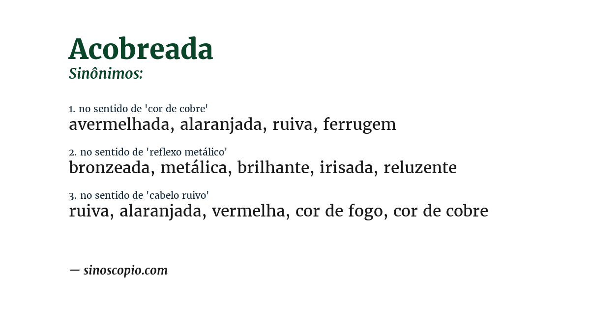 Sinônimo de acobreada