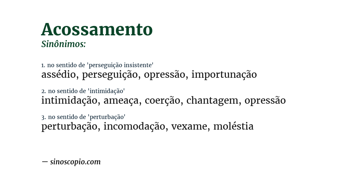 Sinônimo de acossamento