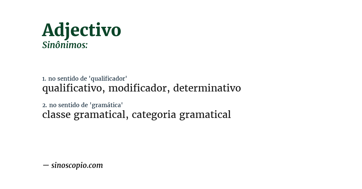 Sinônimo de adjectivo
