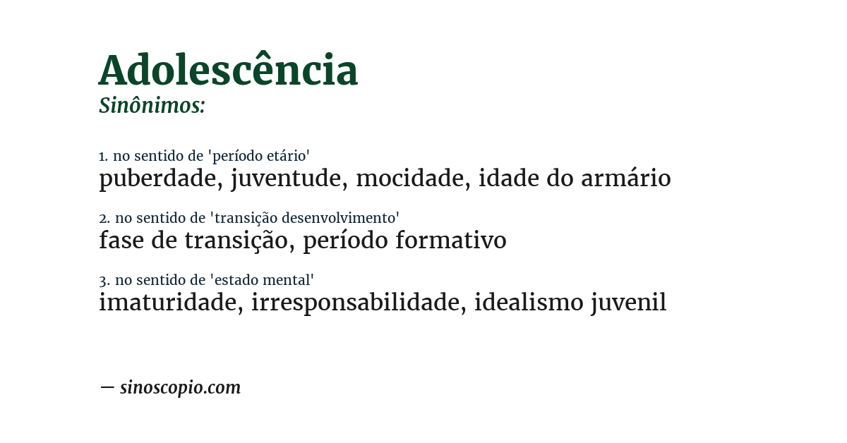 Sinônimo de adolescência