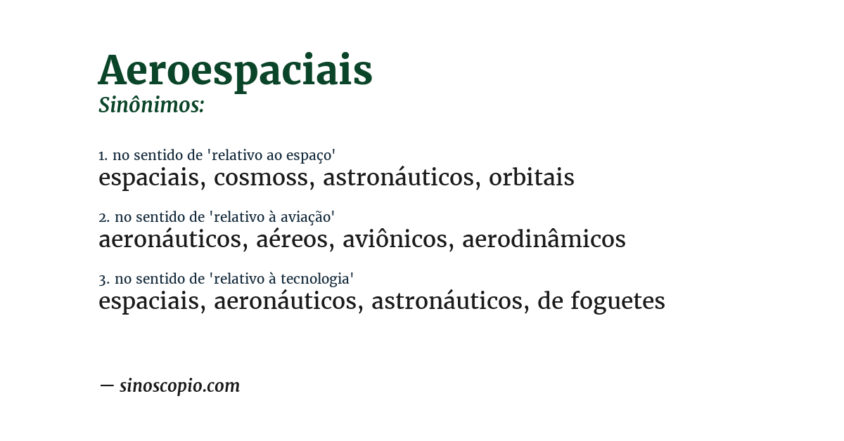 Sinônimo de aeroespaciais
