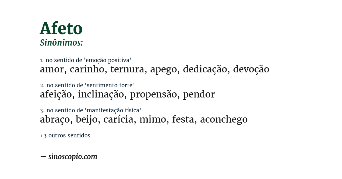Sinônimo de afeto