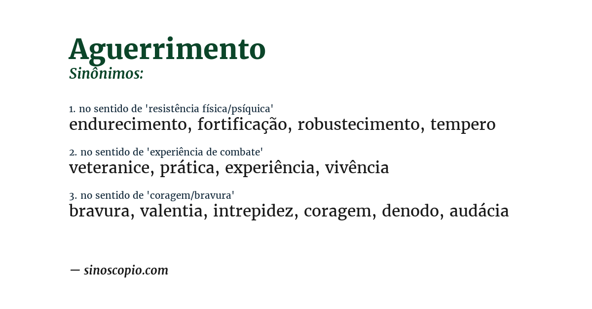 Sinônimo de aguerrimento