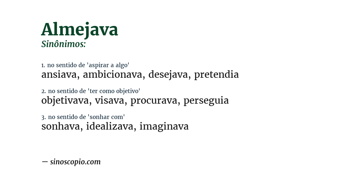Sinônimo de almejava