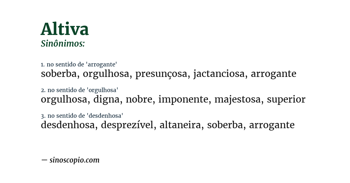 Sinônimo de altiva