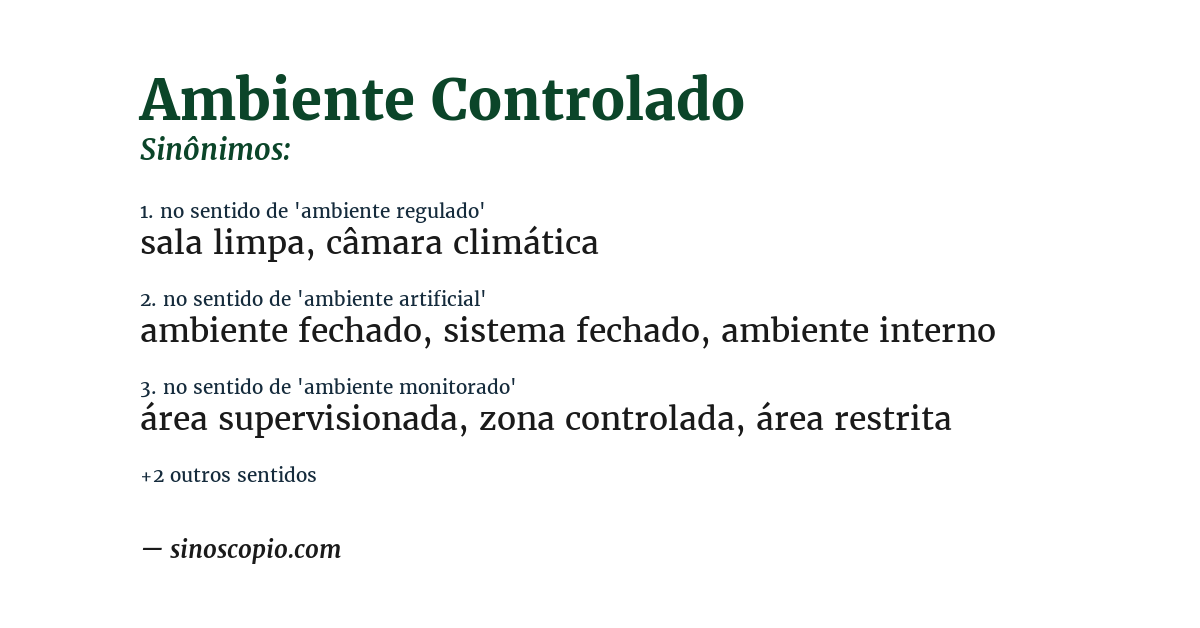 Sinônimo de ambiente controlado