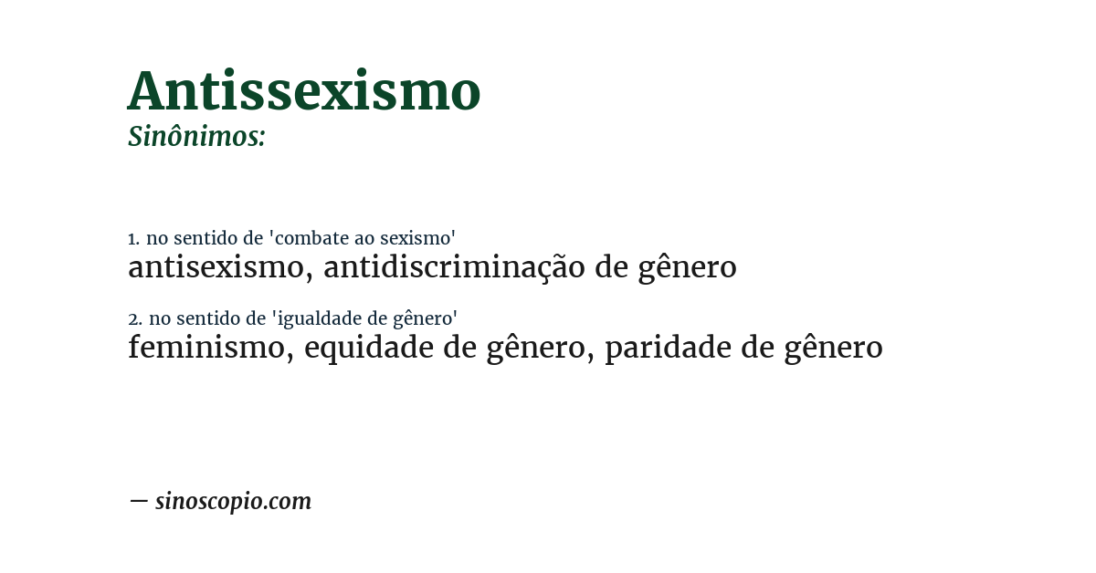 Sinônimo de antissexismo