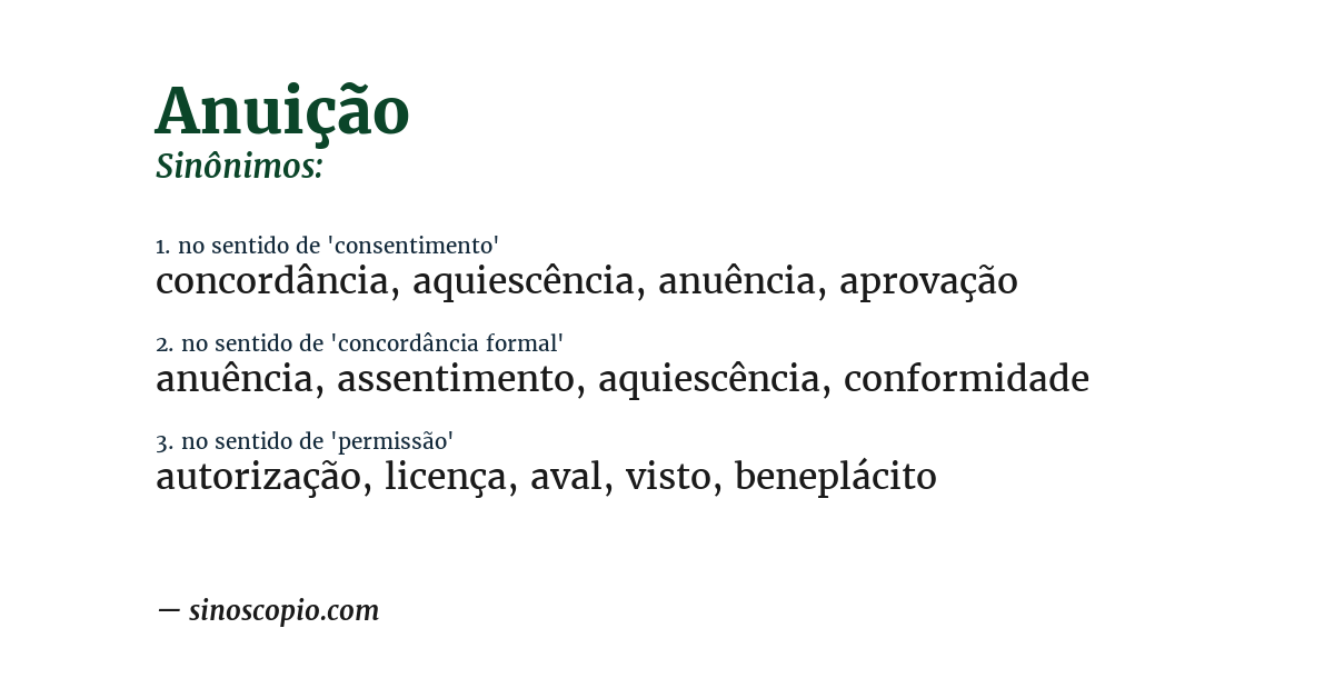 Sinônimo de anuição