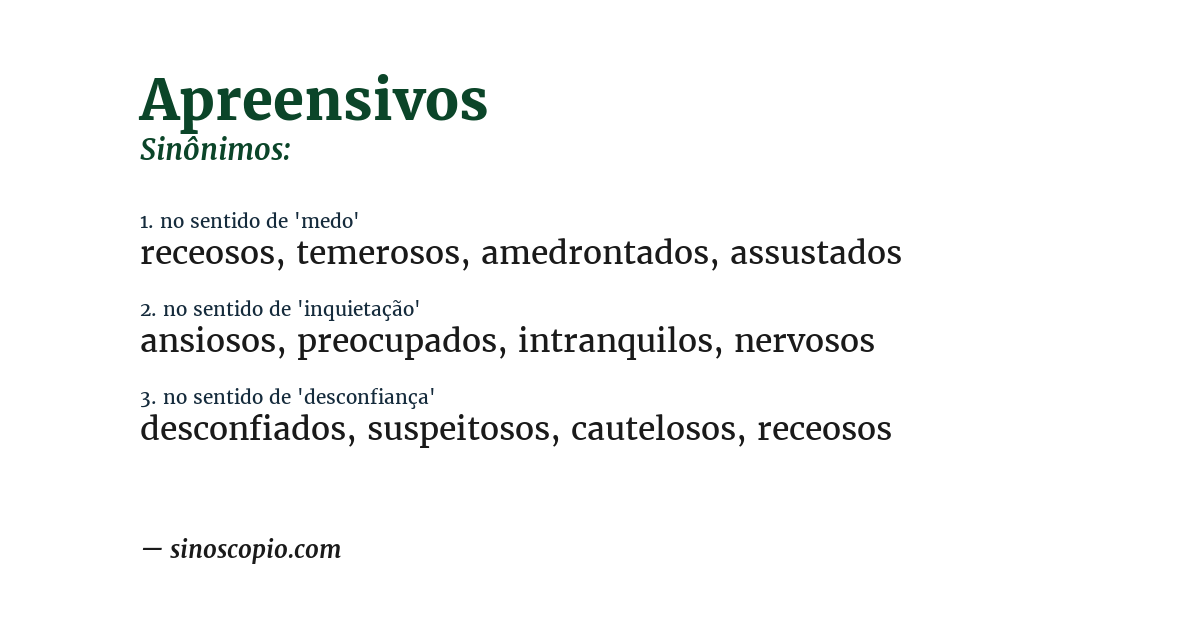 Sinônimo de apreensivos
