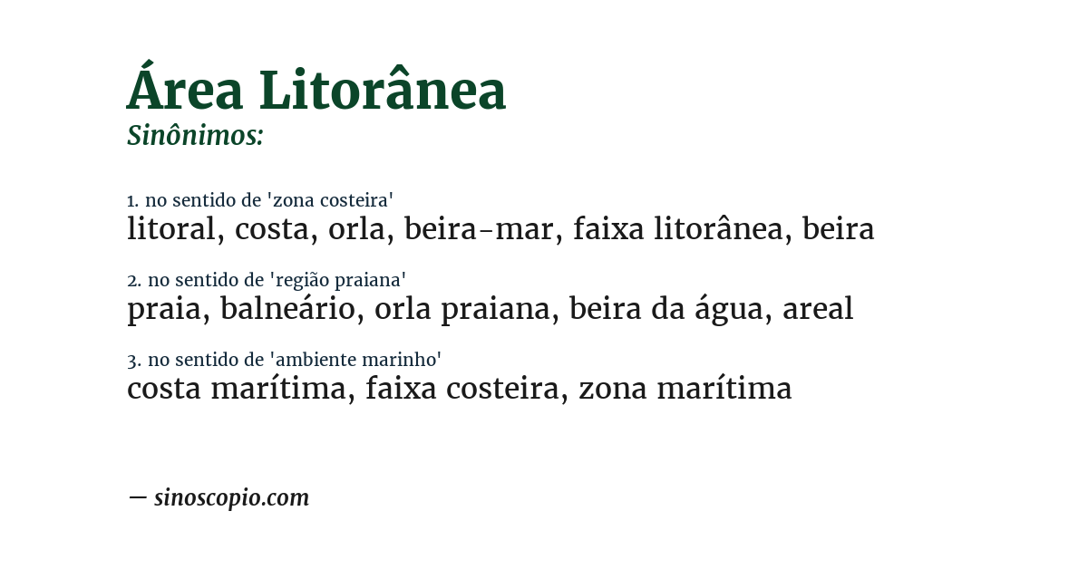 Sinônimo de área litorânea