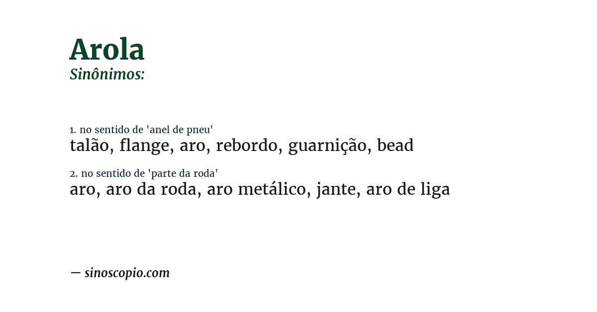 Sinônimo de arola