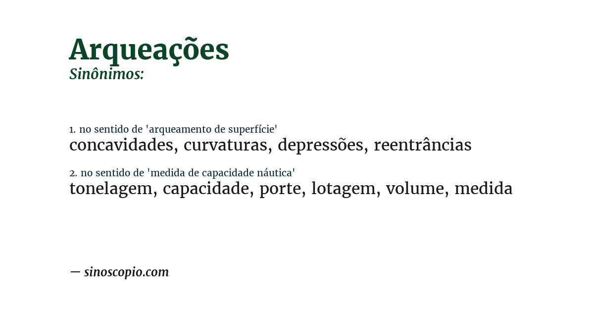 Sinônimo de arqueações