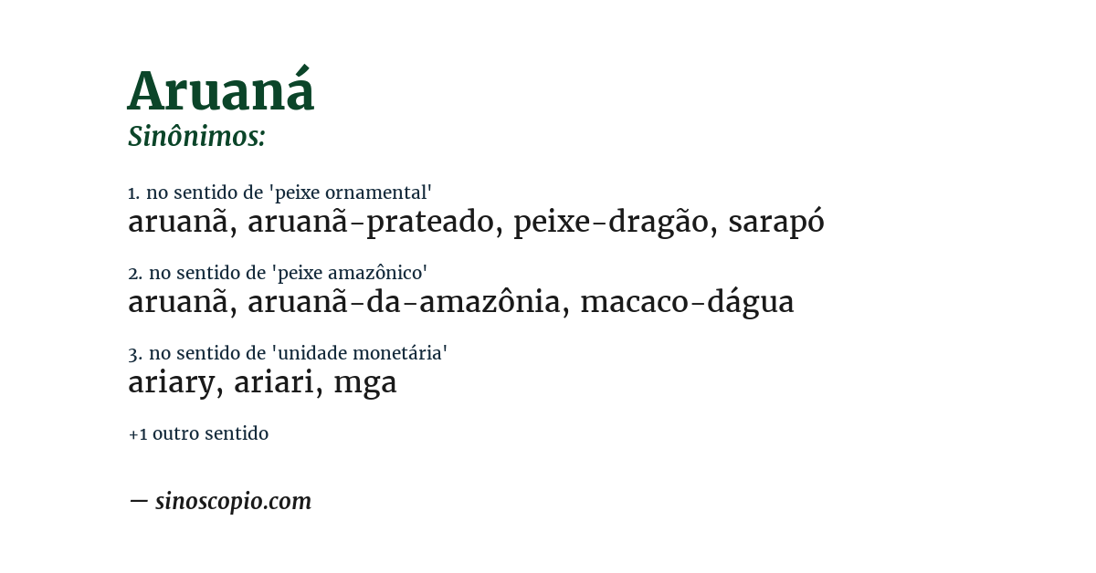 Sinônimo de aruaná