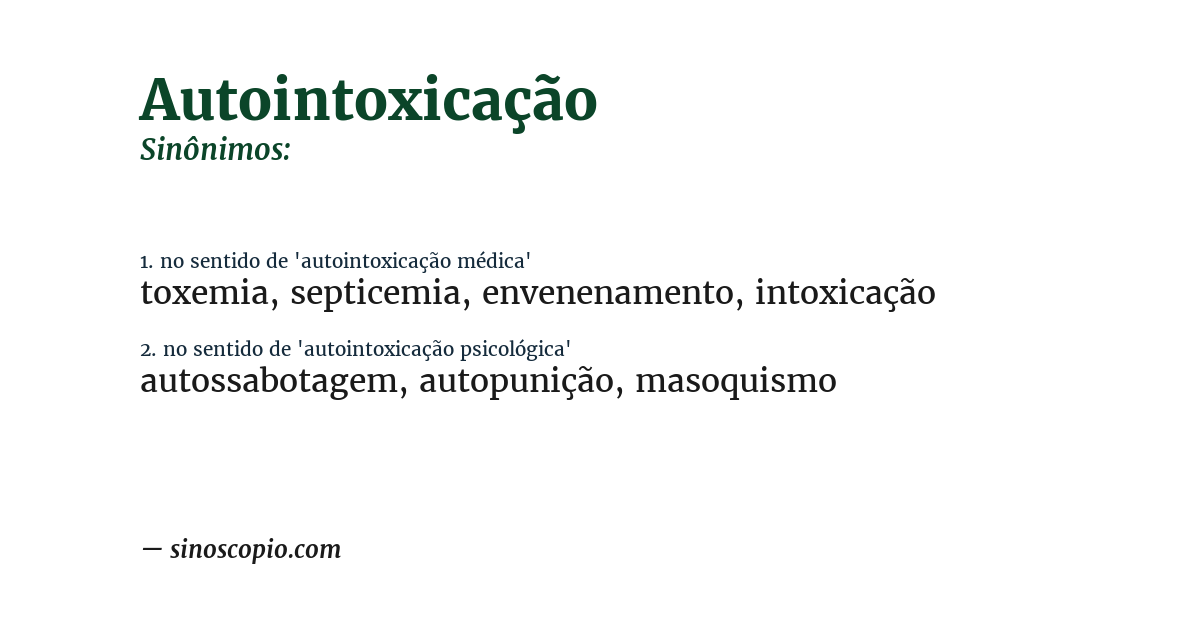 Sinônimo de autointoxicação