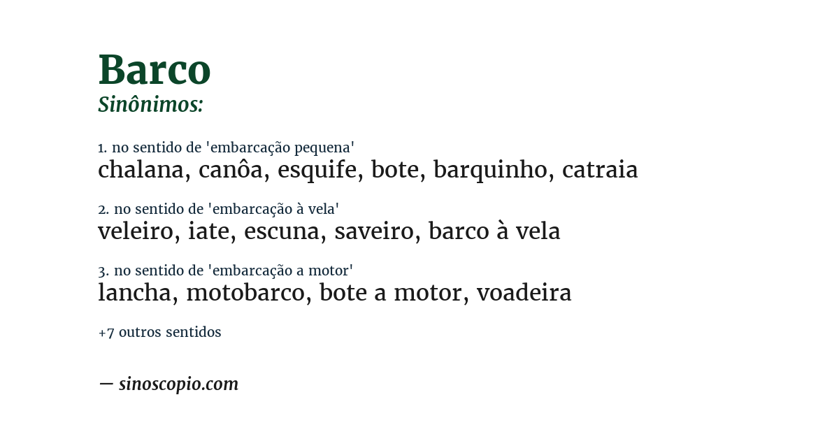 Sinônimo de barco