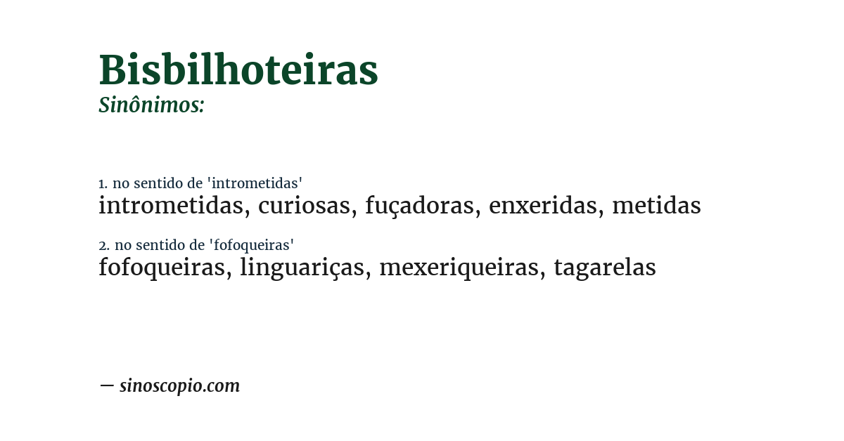 Sinônimo de bisbilhoteiras