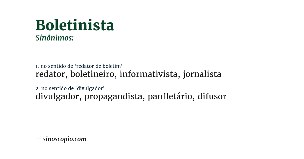 Sinônimo de boletinista