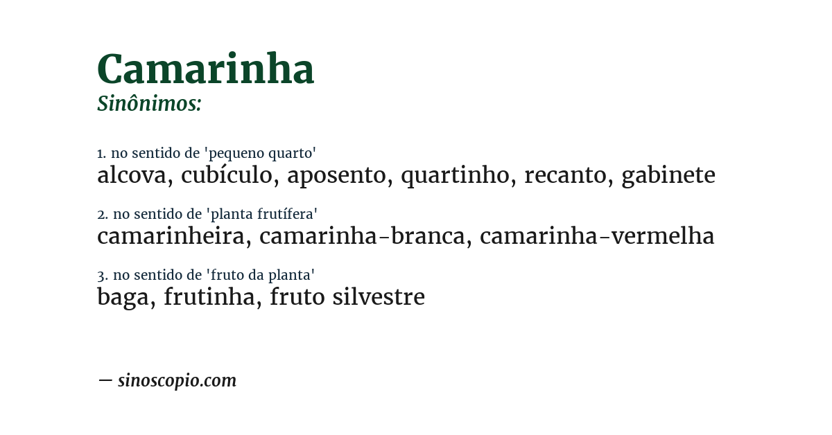 Sinônimo de camarinha