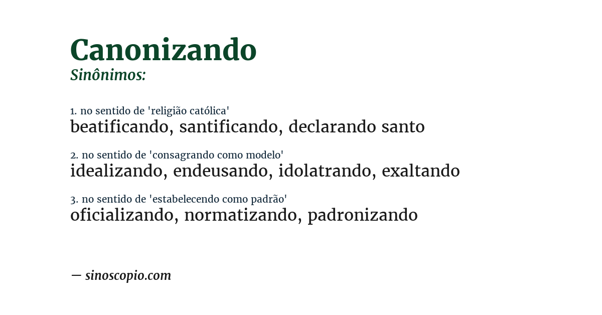 Sinônimo de canonizando