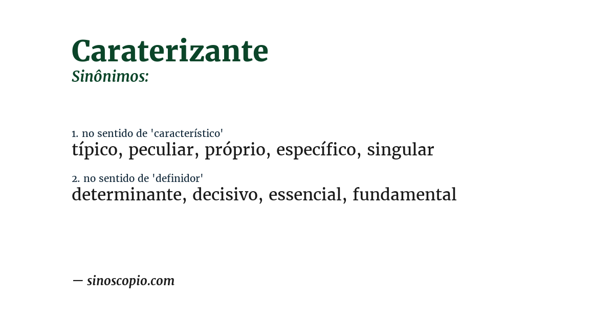 Sinônimo de caraterizante