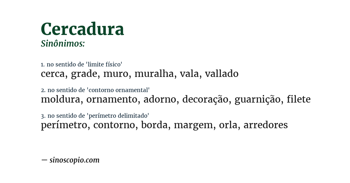 Sinônimo de cercadura
